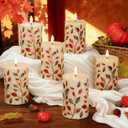 Tuanse 6 Pcs Fall Flameless Candles 4.3 Maple Leaf Pumpkins LED Lights Battery Operated LED Electric Candle for Autumn Thanksgiving Fall Harvest Decor Halloween Wedding Decor (Leaves)