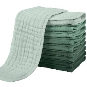 Yoofoss Muslin Burp Cloths for Baby 10 Pack 100% Organic Cotton Baby Washcloths for Boys Girls Large 20''X10'' Super Soft and Absorbent Gradient Green Yoofoss Muslin Burp Cloths for Baby 10 Pack 100% Organic Cotton Baby Washcloths for Boys Girls Large 20''X10'' Super Soft and Absorbent Gradient Green