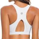 RUNNING GIRL High Impact Sports Bras for Women,Racerback Running Bra Workout Crop Tank Tops Longline Sports Bra Push up (White, L)