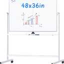 maxtek Rolling Whiteboard, 48x36 Large Magnetic White Board with Stands, Big Double-Sided White Board Dry Erase on Wheels for Homeschool, Home Office, Office, School (Silver, 48 x 36)