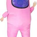 MXoSUM Impostor Inflatable Costume for Adult Funny Halloween Spacesuit Costume Astronaut Figures for Adult Game Fans, Pink