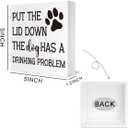 Funny Decorations Put the Lid Down the Dog Has a Drinking Sign Decor Wooden Box Block Plaque Wood Products Sign for Desk Table Tabletop Decor 5 x 5 inches Tub2504