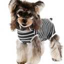 Etdane Dog Diapers Sanitary Panties Physiological Period Shirts Surgical Recovery Suits for Male and Female Dogs (Medium, Gray White Stripe)