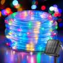 ANJAYLIA 33FT 100 LED Solar Rope Lights Outdoor Waterproof, Solar Powered Rope String Lights with 8 Modes for Outdoor, Patio, Garden, Camping, Holiday & Christmas Dcor Multicolor (RBGW)