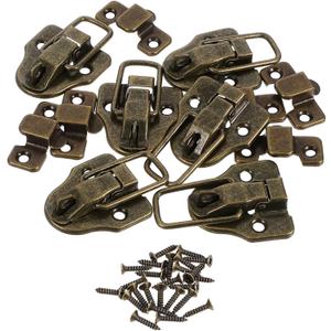 6pcs Retro Toggle Latch Iron Hasp Lock with Padlock Hole for Wooden Boxes Toolboxes Jewelry Cases Easy Installation Vintage Design High Strength Metal Buckles