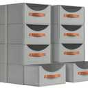 Homsorout Stackable Storage Drawers - Large Collapsible Storage Bins with Drawers, 8 Pack Closet Shelf Organizer Basket, Fabric Pull Out Organizer for Bedroom, Living Room, Dorm, Grey