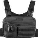 Fitdom Tactical Inspired Lightweight Running Chest Pack For Men With Built-In Phone Holder. A Sports Utility Rig Vest Made For Workouts And Outdoor