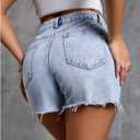 Women's Vintage Raw Hem Jean Shorts Y2k High Waited Straight Leg Denim Shorts Streetwear (Blue, S)