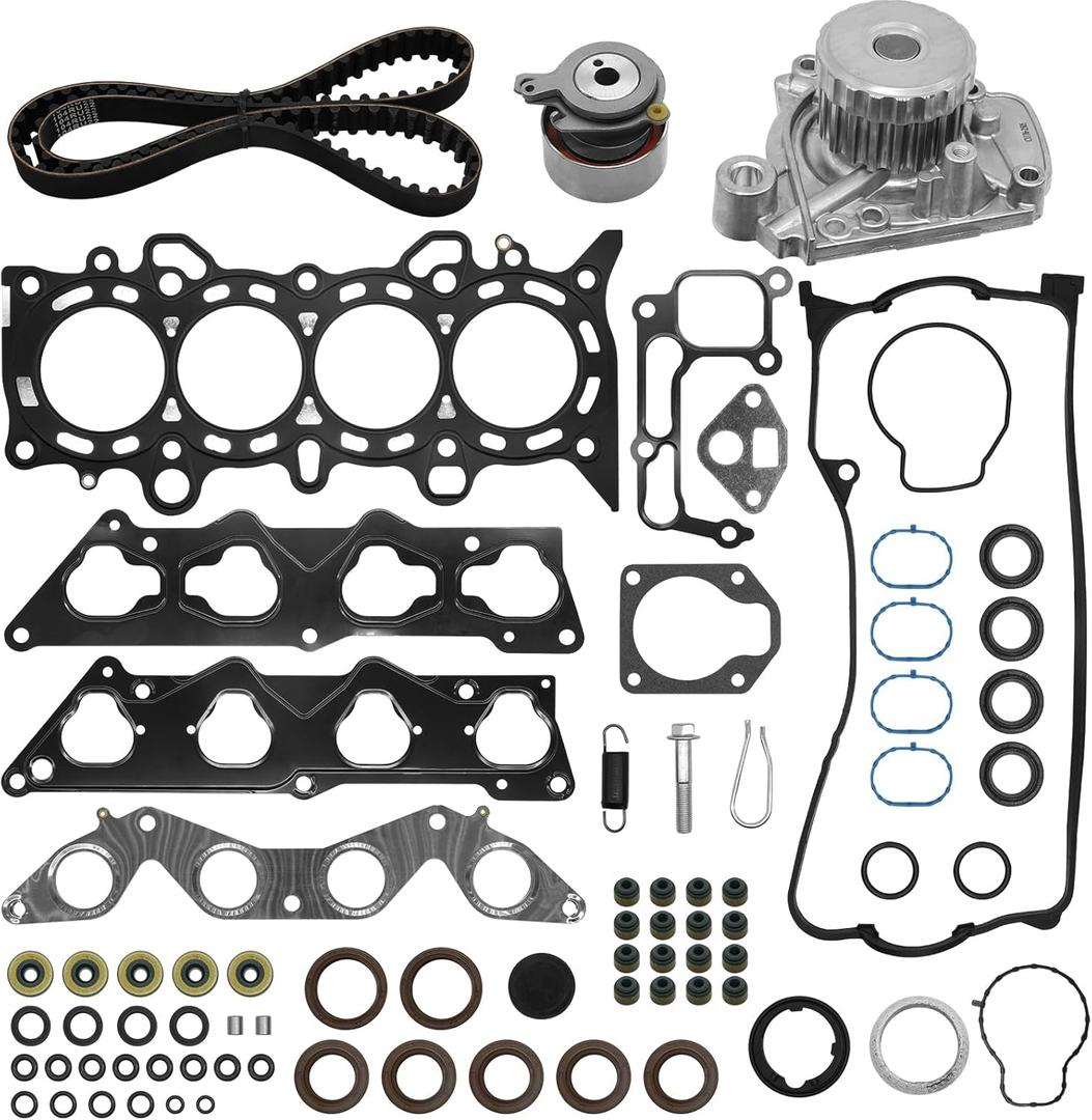 HS26236PT Head Gasket Timing Belt Set with Water Pump Compatible with Honda Civic LX DX EX HX 1.7L D1A71 D17A2 D17A6 2001-2005, Replace HS26236PT-2, HS4034, TCK312