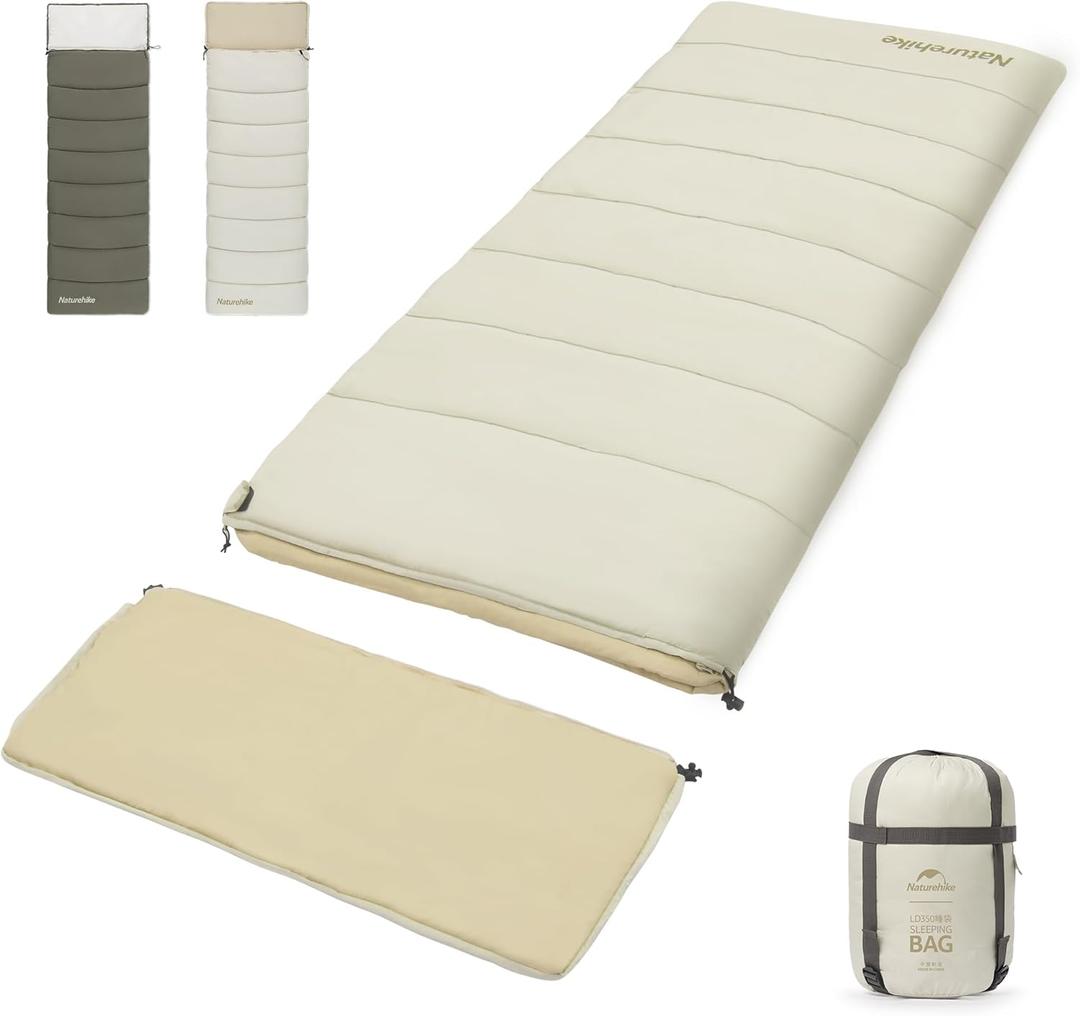 Naturehike Camping Sleeping Bag for Adults, 36/54, Spliceable Double Sleeping Bag 3 Seasons, Lightweight Waterproof Sleep Bags for Cold&Warm Weather (Off white-ISO limit 46)