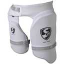 SG Ultimate Combo Thigh Guard | White | Men RH | Polyester | Men | Customised Adjustment | Thigh & Inner Thigh Guard | Comfort-Fit Elasticated Straps | Fully Adjustable | Secure Fit