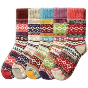 NORDIC Socks 5 Pairs, Merino Wool Socks for Men & Women, Winter socks, Cozy and Comfortable (Large, Ida)