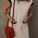 Dokotoo Women's 2026 Casual Spring Summer Dresses Fashion Cap Sleeve Color Block Crewneck Shift Tshirt Mini Dress (M)