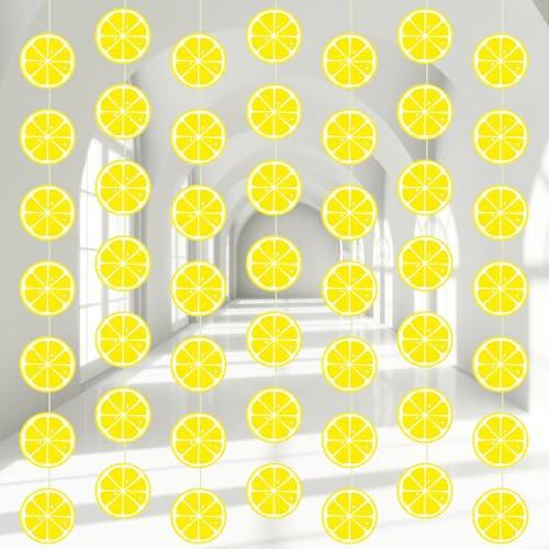 Duraaamo 8 Packs Lemon Party Banner Decorations Lemon Paper Garland Summer Paper Hanging Cutouts Summer Fruit Theme Banners for Wedding Birthday Baby Shower Party Supplies Decoration