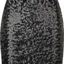 Shestellar Women's Sequin Skirt Sparkly Glitter High Waist Bodycon Mini Skirt for Party Club Night Out Cocktail (Black)