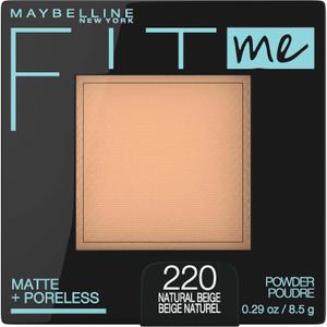 Maybelline Fit Me Matte + Poreless Pressed Face Powder Makeup & Setting Powder, Natural Beige, 1 Count (0.29 Ounce (Pack of 1), 220 NATURAL BEIGE)