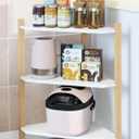 Wisuce Kitchen Counter Shelf Organizer - 3 Tier Spice Rack Free-Standing Bamboo Corner Shelf Countertop Organization (Nature-White)