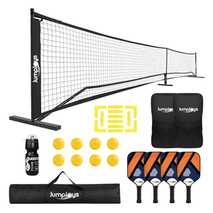 Pickleball Set with Net – Portable Pickleball Net System for Driveway, Indoor, and Outdoor Play – Includes 4 Paddles, 4 Indoor & 4 Outdoor Balls, Court Markers, Paddle Bags, and Carry Bag, Black