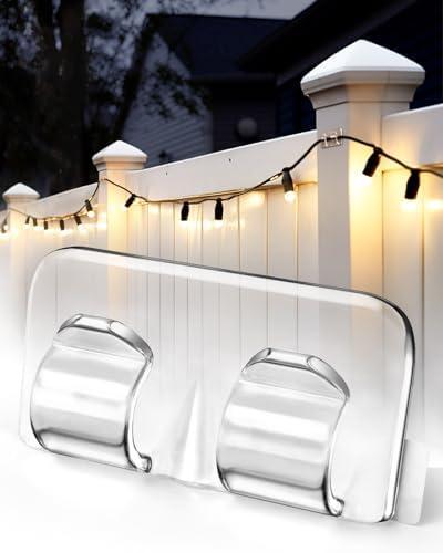 Hooks for Outdoor String Lights Clips: 22Pcs Heavy Duty Light Hook with Waterproof Adhesive Strips - Outside Clear Cord Holders for Hanging Christmas Lighting - Outdoors Sticky Clip