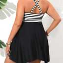 Daci Plus Size Women Two Piece Swim Dress with Shorts Flowy Swimsuits Tummy Control Bathing Suits