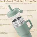 Fimibuke Toddler Tumbler with Handle & Straw, 15 OZ Spill Proof Sippy Cups for Kids Girl Boy, Leak Proof Stainless Steel Cups with Lid & Silicone Sleeve, BPA Free Dishwasher Safe Water Bottle, 2 Packs (EXP 12/31/36)