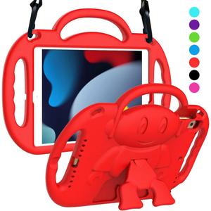 SUPLIK Kids Case for iPad 9th/8th/7th Generation (10.2 inch, 2021/2020/2019), iPad 10.2" Kidproof Case with Shoulder Strap Handle Stand for Apple iPad 7th/8th/9th Gen, Red