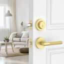 Amerdeco Front Door Lock Set with Double Cylinder Deadbolt, Exterior Entry Door Lever, Heavy Duty Entry Door Locksets for Left or Right Hand Exterior DoorBrushed Gold 2 Pack