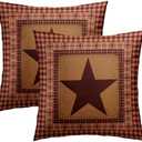 Imiss Western Pillow Covers 18x18 Inch Set of 2 Texas Star Throw Pillow Covers Red ​Check Star Pillow Cushion Country Star Classic Outdoor Decorative Pillow Case for Couch Sofa Bedroom