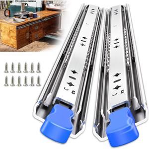 1 Pair 260 Lbs Heavy Duty Locking Drawer Slides Full Extension Ball Bearing Rail with Lock 12 14 16 18 20 22 24 26 28 30 32 36 40 inch Side Mount Industrial Tool Box Runner(28 inch,with M5 Screws)