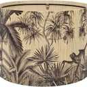 Floral Lampshade Tropical Plants Decorative Bamboo Made, 11.8 x 9 inches, Art Deco Design for Table and Floor Lamps (Coconut Tree)