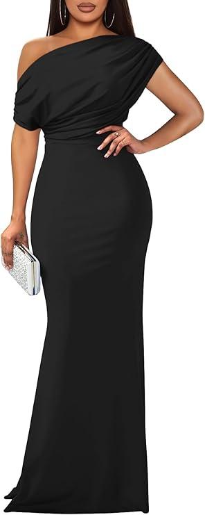 Women's Elegant Sleeveless Off Shoulder Bodycon Long Formal Party Evening Dress(6P)