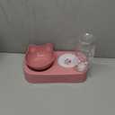 Double Dog Cat Bowls Water and Food Bowl Set Automatic Water Dispenser Pet Feeder for Small Size Dog(Pink)