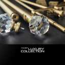 Double Curtain Rod Set:1-1/8 Inch Diameter Luxury Gold Curtain Rods,36-72 Inch Adjustable Gold Drapery Rod with Crystal-clear Faceted Finials for 1 Pack