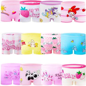 Girls Cotton Underwear with 12 Packs Toddler Boyshort Panties (3-4T, Multicolor-e24)