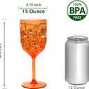 15 Ounce Plastic Wine Glasses Set Of 6,Unbreakable Acrylic Wine Glasses,Reusable Colored Plastic Goblets Stackable,Dishwasher Safe Bpa Free Ideal For Parties