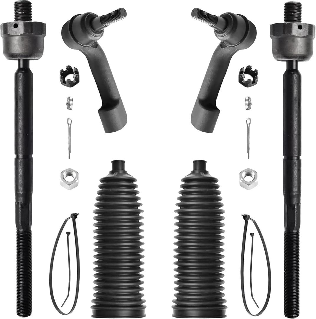 6pcs Front Inner And Outer Tie Rod Ends Complete Kit with Boots for 2007-2017 Ford Expedition F-150 and 2007-2014 Lincoln Navigator