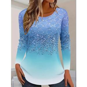 Women's Long Sleeve Shirts Casual Crew Neck Tops Tshirt Basic Tee Fall Fashion Clothes Trendy Outfits, XXL