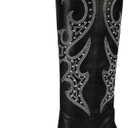 Wetkiss Black Cowgirl Cowboy Boots for Women with Zipper Western Boots Knee High Tall Knee High Botas Vaqueras Para Mujer Cowboy Cowgirl Costume for Women, 5/EU39