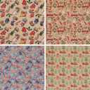 Aimyoo Kraft Christmas Wrapping Paper Set, Vintage Kids Xmas Gift Wrap Paper Rolls, Stockings Candy Canes Santa Deers Snowman Skating Shoes Designs,17 in x 16 ft per Roll