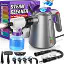 Handheld Steam Cleaner for Home, Pressurized Multi Purpose Steamer for Cleaning Upholstery Bed Furniture Couch Carpet Car with 14 Accessories & Safety Lock, Small Solution Tank for Grease