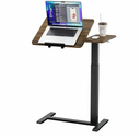 Ywin Medical Adjustable Tilt Overbed Bedside Table with Wheels, Swivel Portable Tray Table(27.6" W x 15.8" D), Small Standing Desk for Bedroom, Hospital, Couch, Office Use,Black Walnut