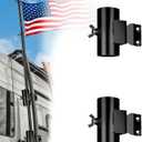 RV Ladder Mounted Flagpole Holder, Adjustable Flag Pole Holder for Dual-Purpose Use Both Horizontally and Vertically, Heavy Duty RV Flag Holder for Camper (Black)