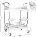 Mobile Utility Cart with Wheels Professional Medical Trolley Cart 220 Lbs Load Plastic and Stainless Steel Esthetician Storage Cart with Basins and Kegs for Beauty Salon Hospital Clinic Home