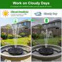 SEIRMEP Solar Fountain with 2000mAh Battery & Works in Cloudy Day, Upgrade Glass Solar Water Fountain Pump 3 Spray Height Adjustment, Solar Bird Bath Fountains with 7 Nozzles for Garden, Pool, Pond