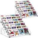 2 Pack 7 Tier Acrylic Card Display Stand, 7-tiers Versatile Display for Trading Cards, Greeting Card Display Stand, Portable Display Rack Holder for Graded Cards, PSA Cards, Sports Cards, Business Cards