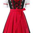 Spooktacular Creations Dirndl Dresses Women Oktoberfest Costume, Bavarian German Outfits for Halloween Parties Beer Carnival (Large, Red)