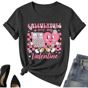 Valentine Day Girl Love Heart Shirt – Kids Valentine Day Cute Cat Short Sleeve Love Heart Boy Tee Top, M