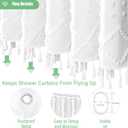 Dynamene Stall Fabric Shower Curtain, 36x72 inch Half Boho Tufted Geometric Striped Small Cloth Shower Curtains for Bathroom, Narrow Thick Waterproof Polyester Shower Curtain Set with 6 Hooks, White