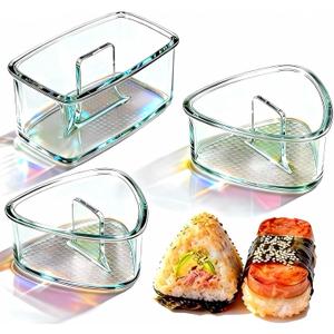 3PCS Clear Large Onigiri mold,Triangle Rice press Molds for Sushi, Musubi & Rice Balls Non-Stick,BPA-Free,Hawaiian Musubi Maker, Sushi Mold for Bento Boxes and Lunches