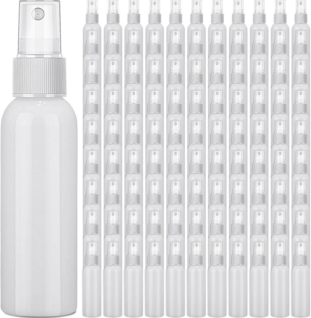 Tanlade 100 Pcs 2oz Small Spray Bottles Refillable Mini Spritzer Clear Empty Plastic Spritz Bottle Refillable Reusable Travel Size Mist Sprayer for Travel Cleaning Perfume Liquid(White)
